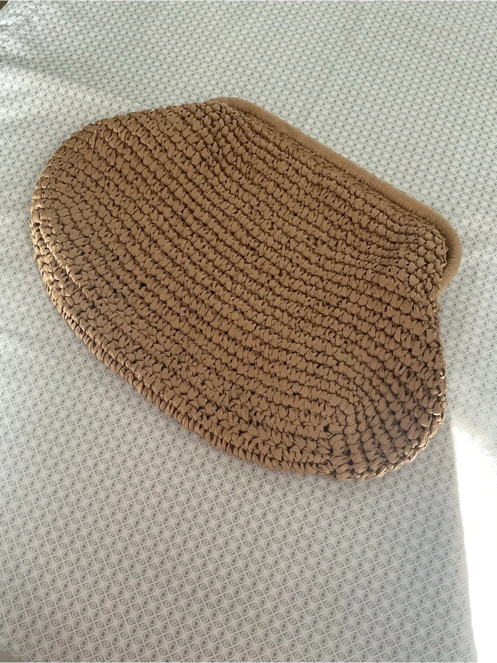 Handwoven Tan Raffia Clutch